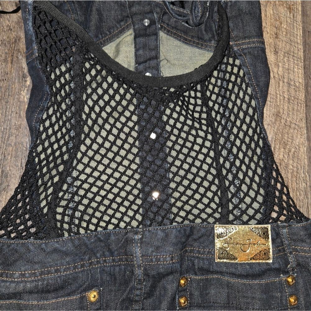 Sean John Y2k Mesh Back Mini Jean Dress - Picture 10 of 12